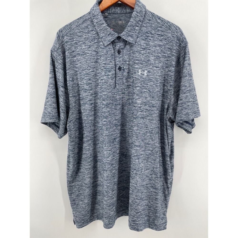 Under Armour Shirt Mens XL Blue HeatGear Polo Performance Golf Classic Preppy